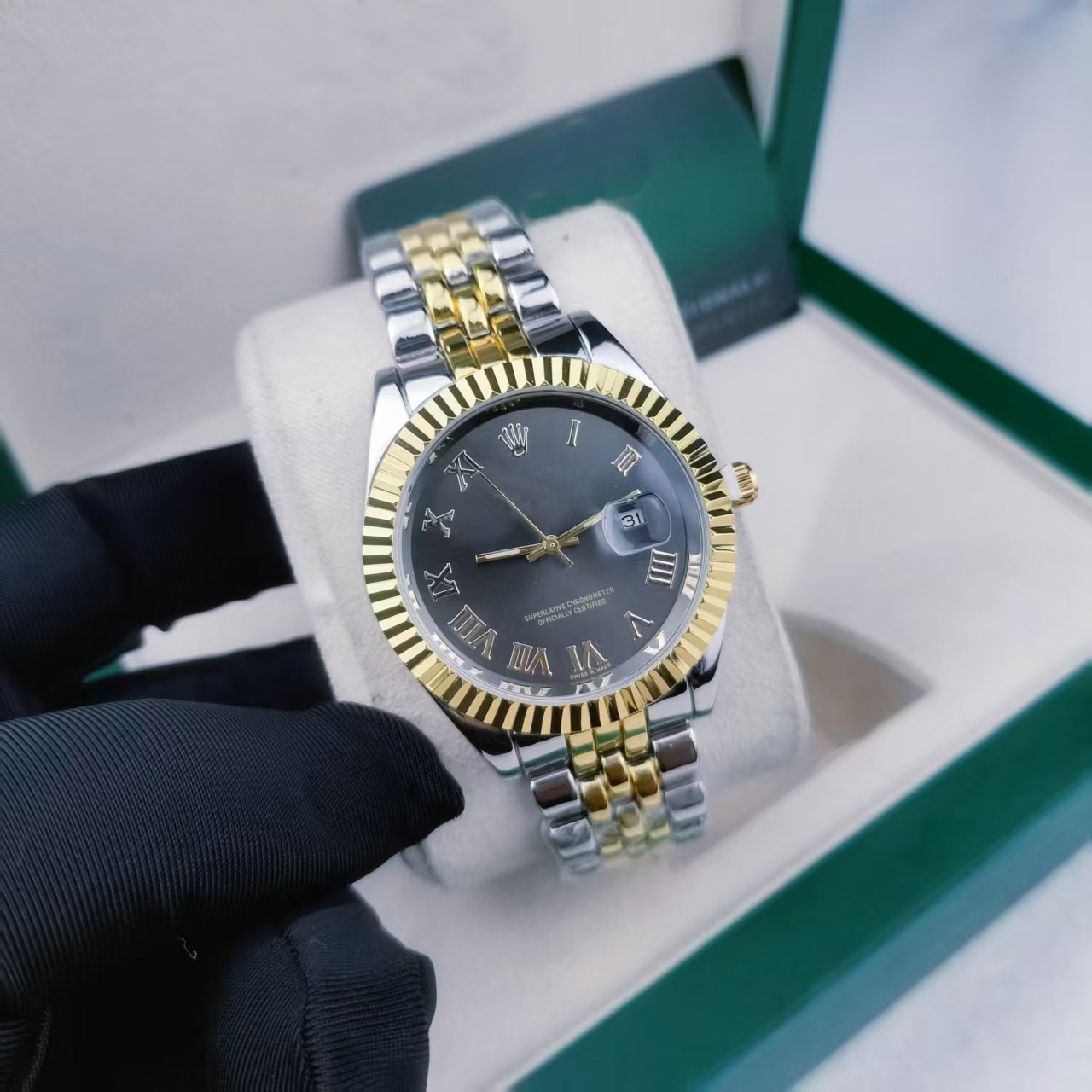 Erkek kuvars saat, 41mm, paslanmaz çelik, su geçirmez, aydınlık