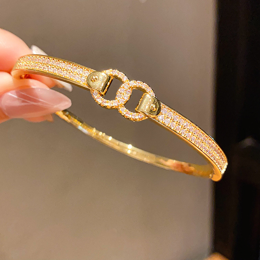 18K altın kaplama zirkon bilezik, manşon kapaklı