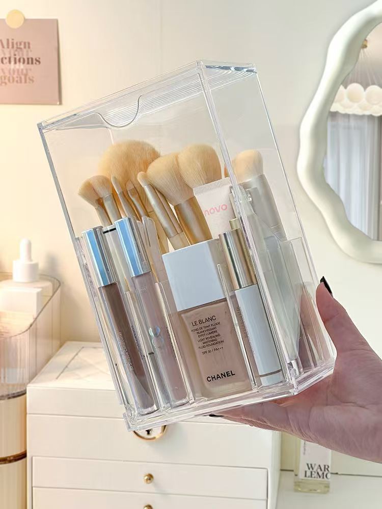 Acrylic cosmetic storage box, compartmented, dustproof