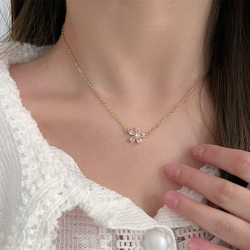 S999 Sterlingsilber Halskette Damen Zirkonia Schlüsselbein-Kette