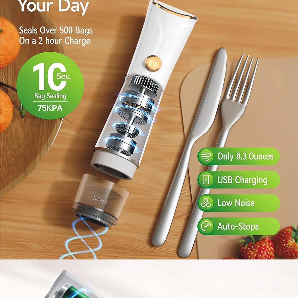 Portable vacuum sealer, smart food compression