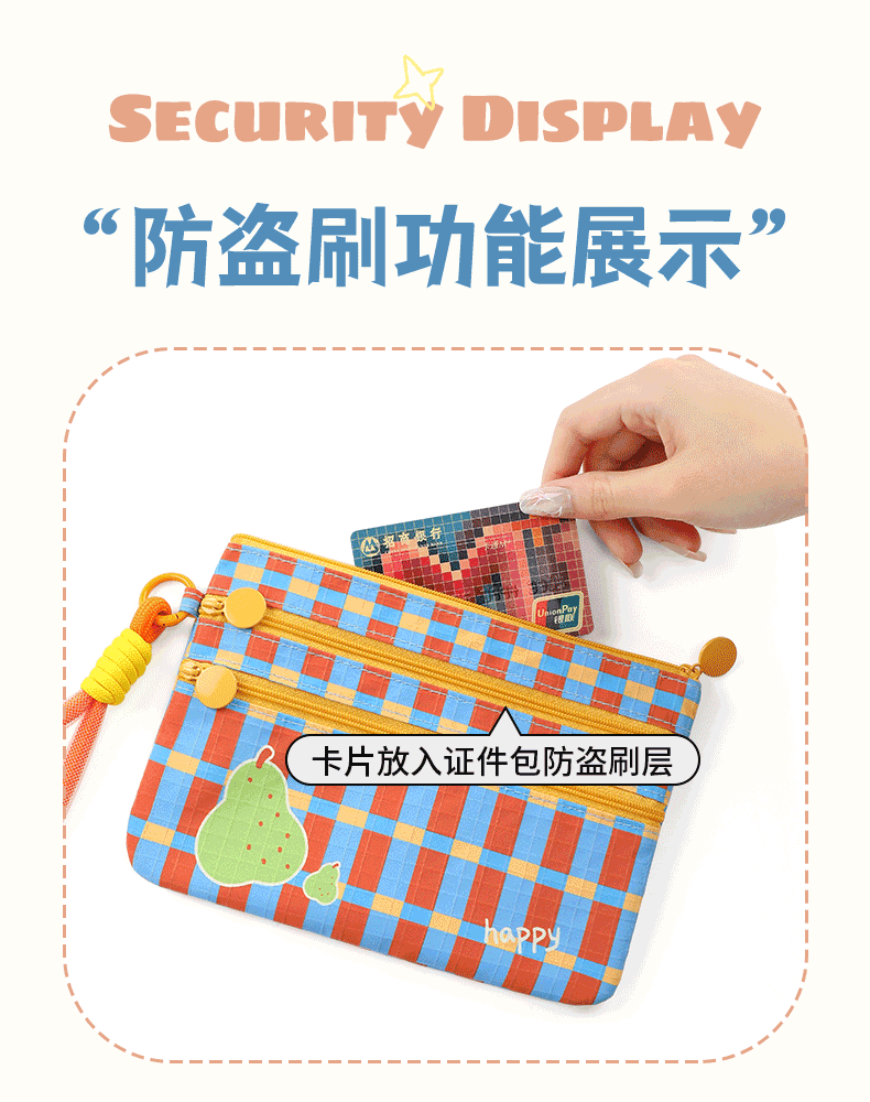 Travel organizer bag with RFID protection, passport and card holder