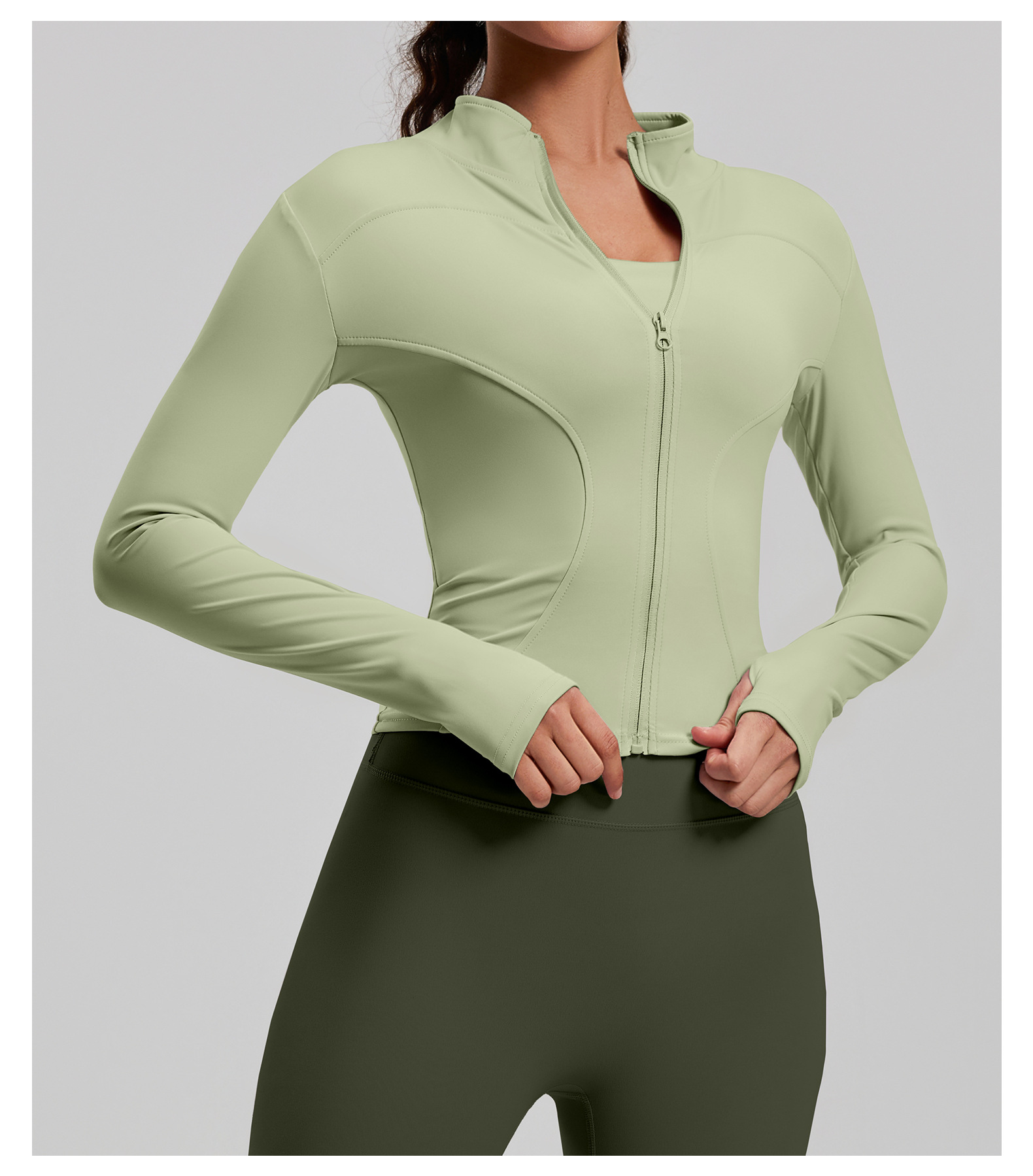 Yoga jacket, slim fit, stand collar, sports training