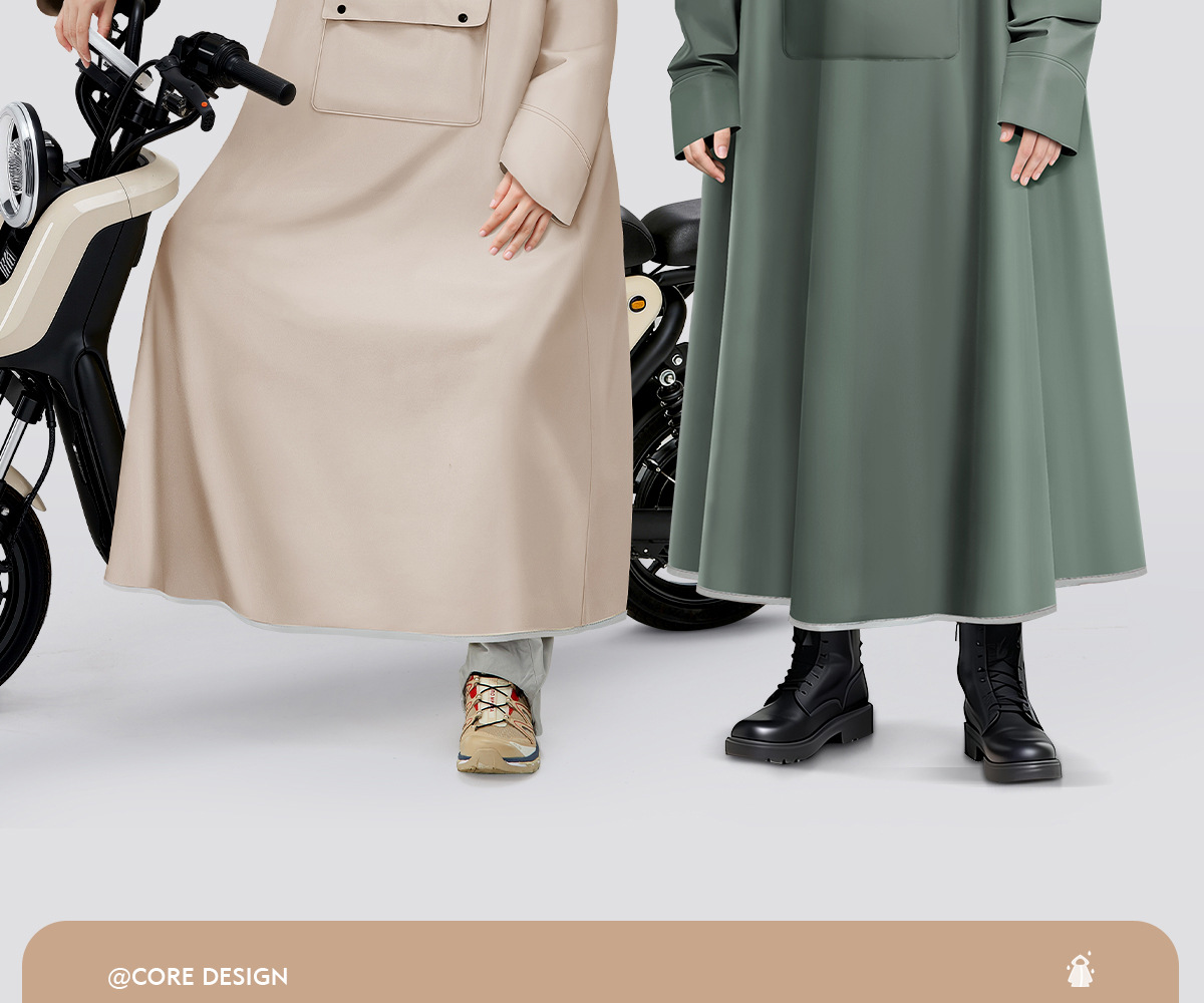 Tek parçalı yağmurluk elektrikli scooter, yetişkin