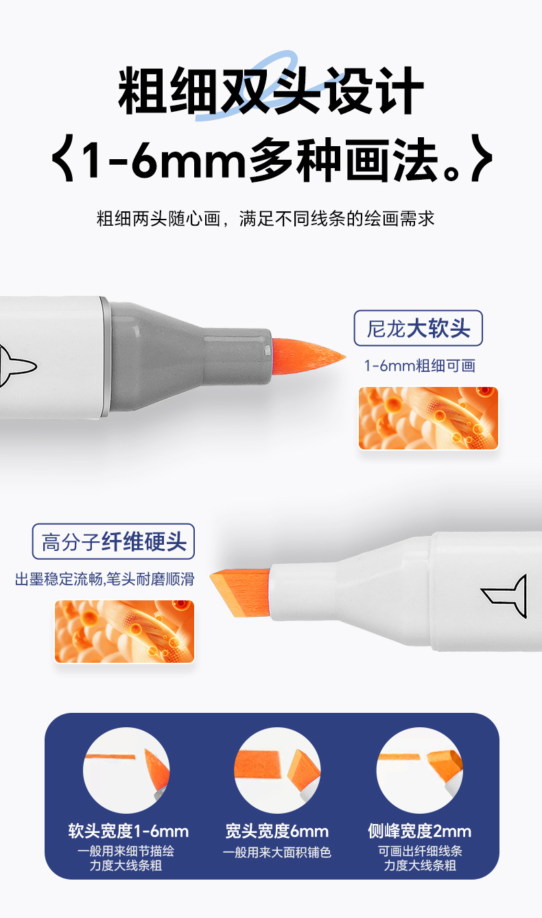 Dual-end marker pen set 100 colors quick-dry water-based