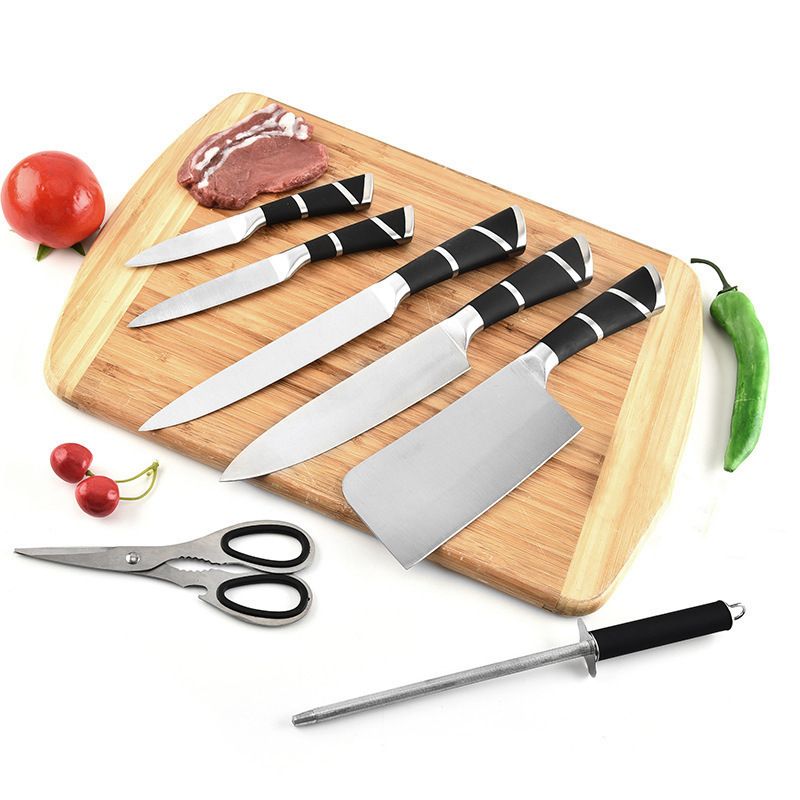 Paslanmaz çelik mutfak bıçağı seti, 8 parça, döner stand