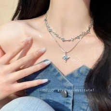 Sexy body chain necklace with silver lock collarbone design