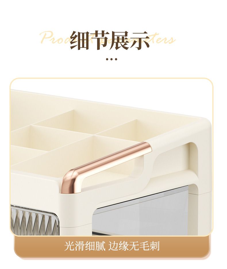 Vanity cosmetics storage box, three-tier
