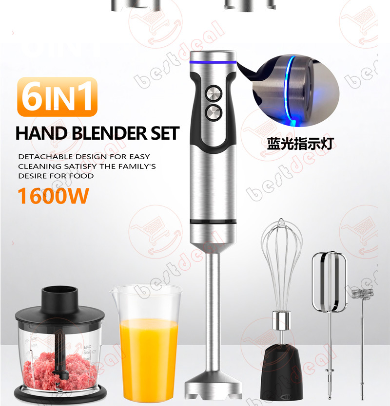 6-in-1-Küchenmaschine, Edelstahl, mit Entsafter