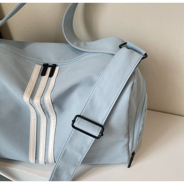 Striped Travel Bag, Large Capacity, Sports Style
