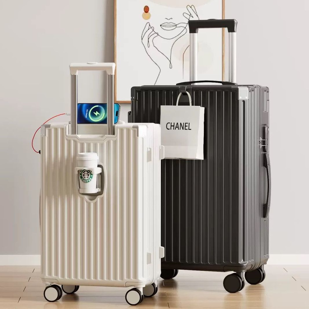 Women's suitcase, multifunctional, silent wheels, combination lock, rechargeable