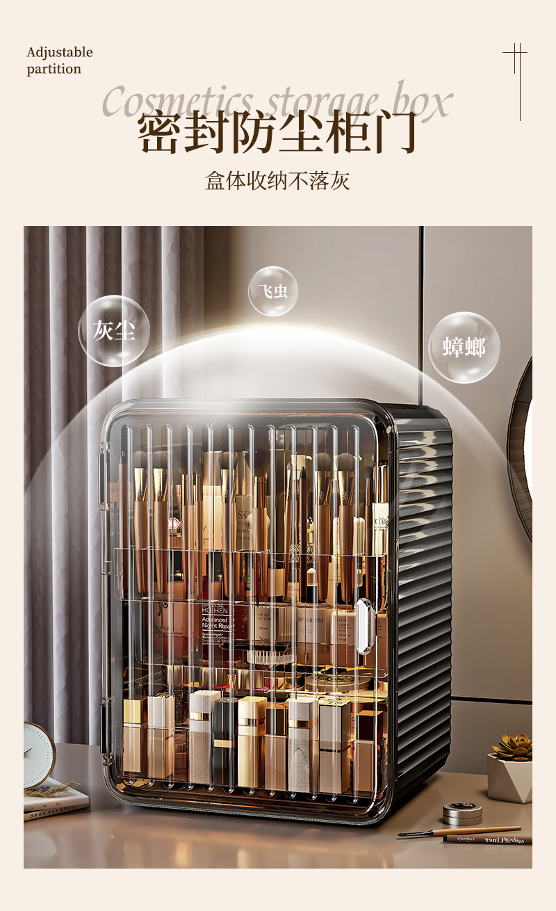 Cosmetic storage box, multilayer, dustproof, large capacity