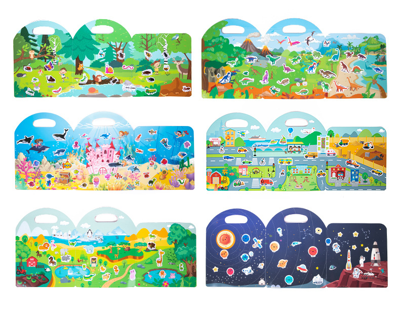 Children's early education book with sticker labels and plasticine