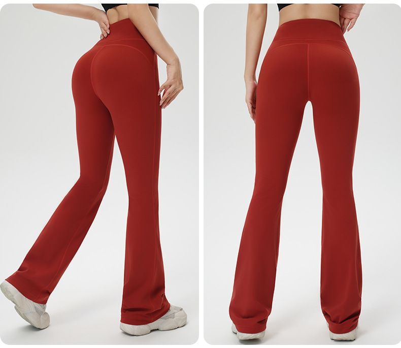 Verlängerte Yoga-Bootcut-Hose leicht ausgestellter Schnitt hohe Taille Pilates
