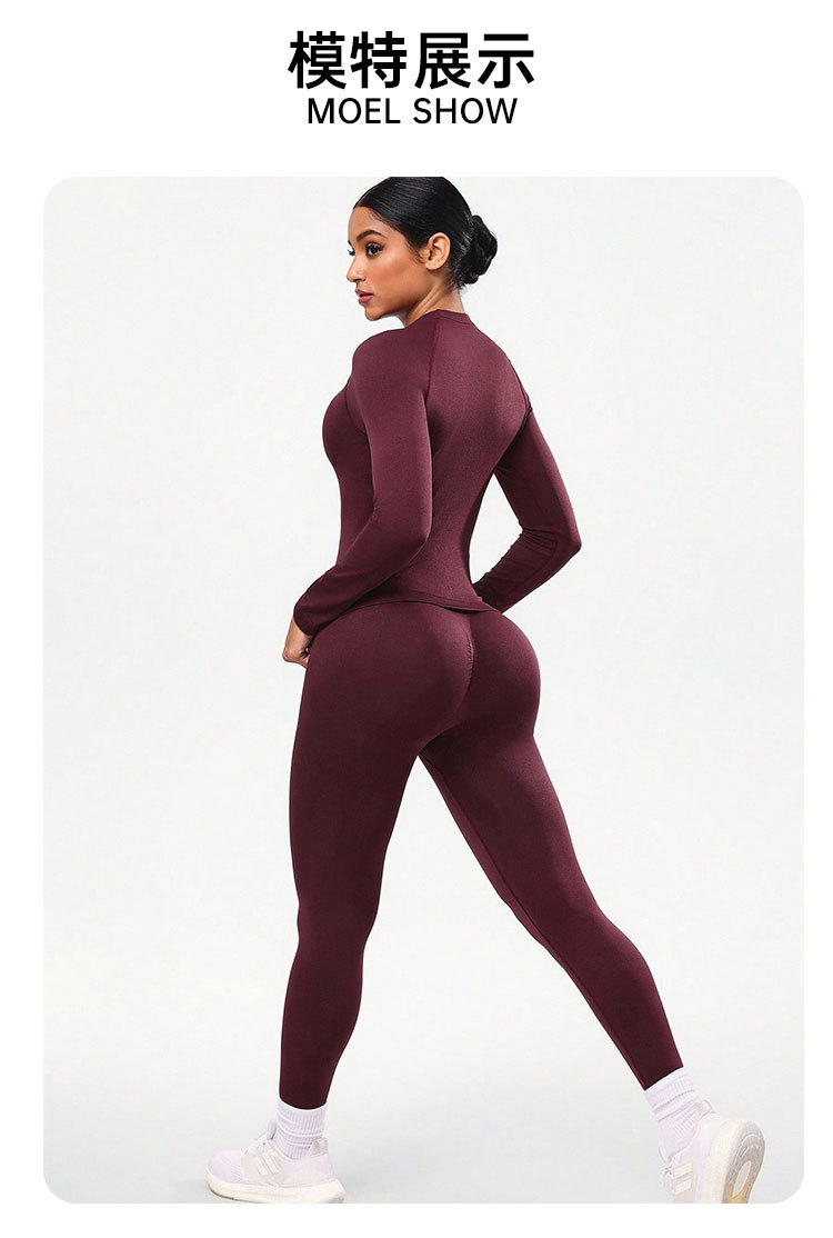 Damen-Yoga-Set, 2-teilig, Langarm, Leggings