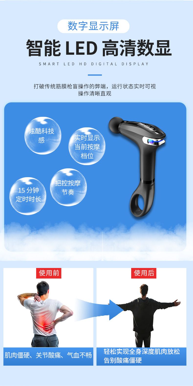无刷筋膜枪多档变频深层肌肉放松器手持电动按摩枪缓解疲劳按摩仪