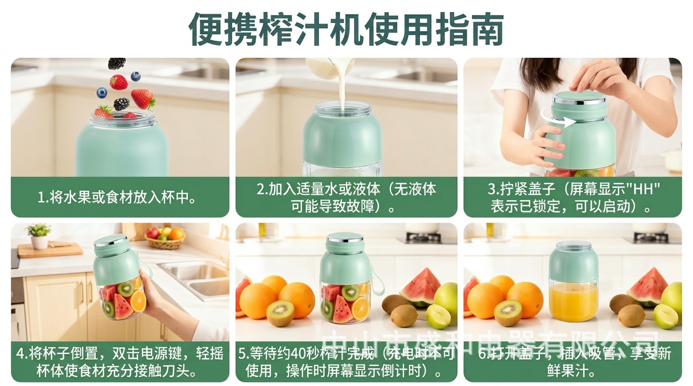 800ml wireless portable juicer, USB rechargeable