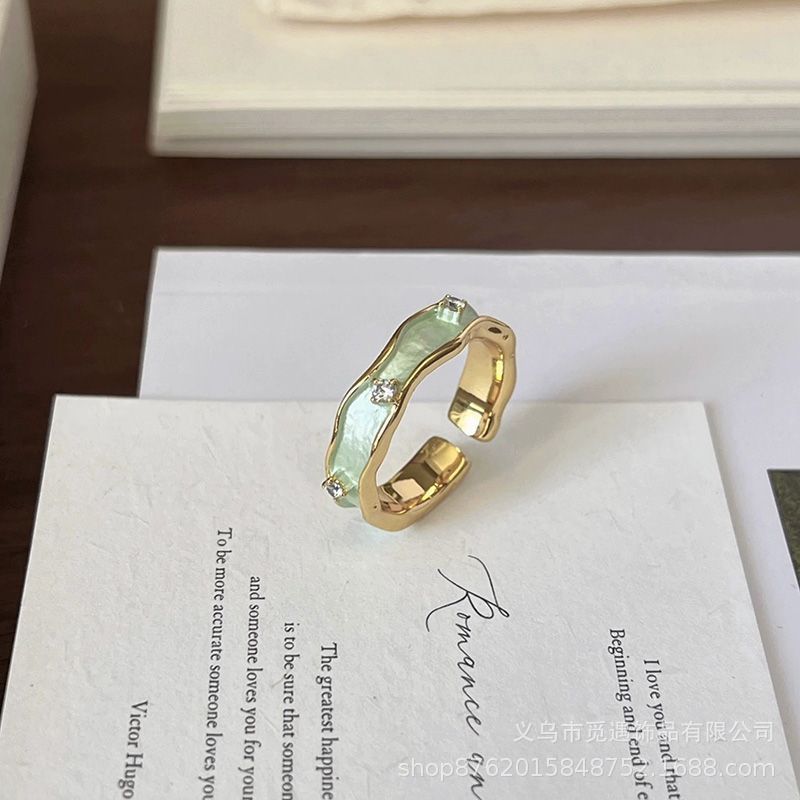 Green series stackable women's ring