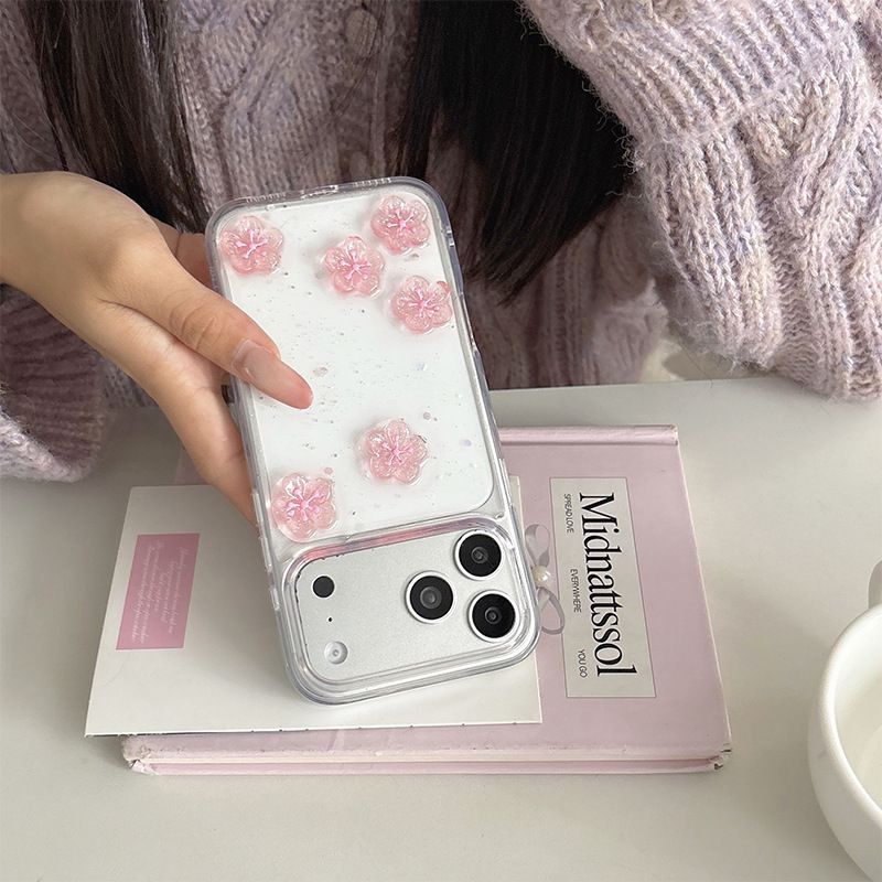 Apple iPhone 17 Pro pembe kiraz çiçeği şeffaf kılıf