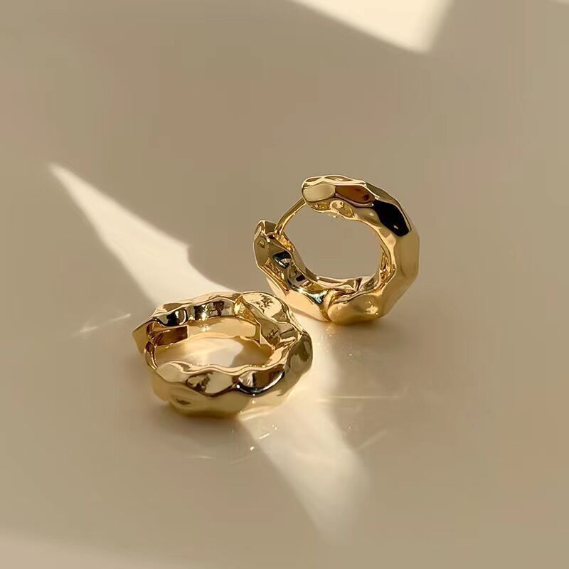 14K gold-plated geometric earrings, vintage style