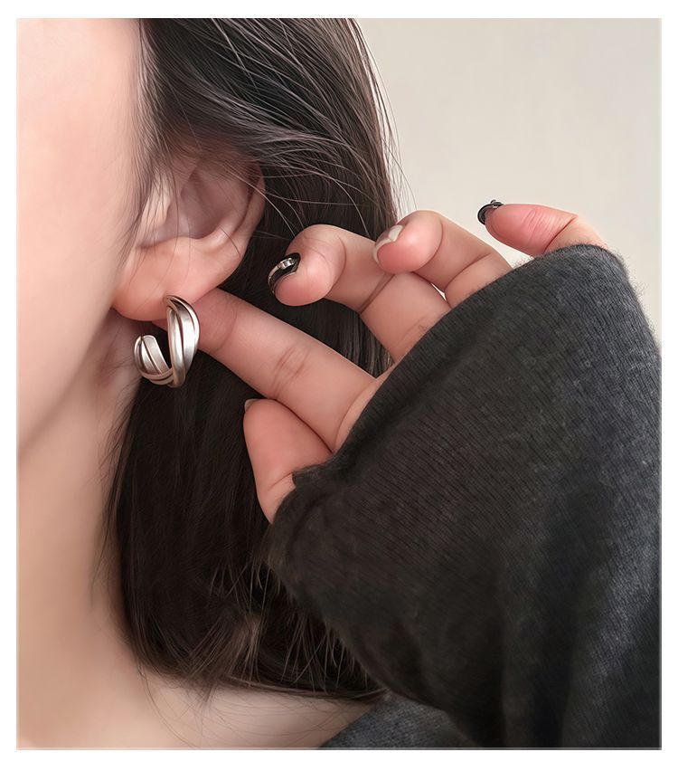 S999 Sterling Silver Geometric Cross Stud Earrings