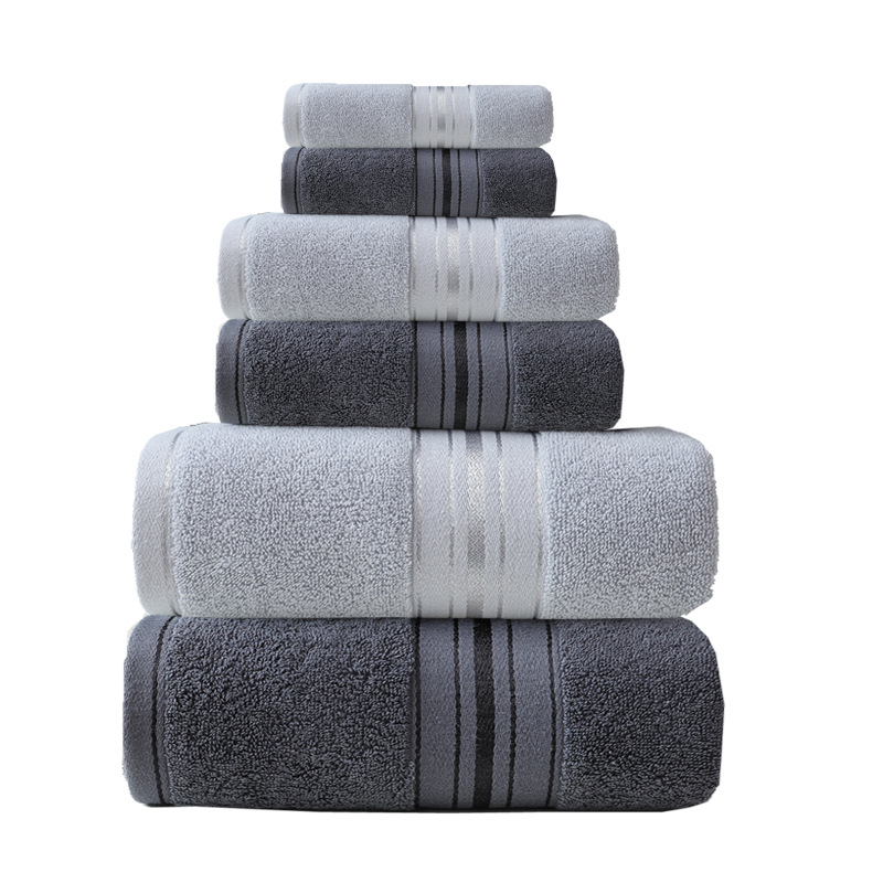 Baumwoll-Handtuchset, sechsteilig, glänzender Satin