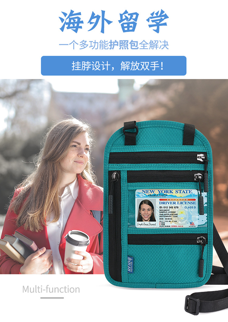 Document Bag with RFID Protection, Neck Hanging
