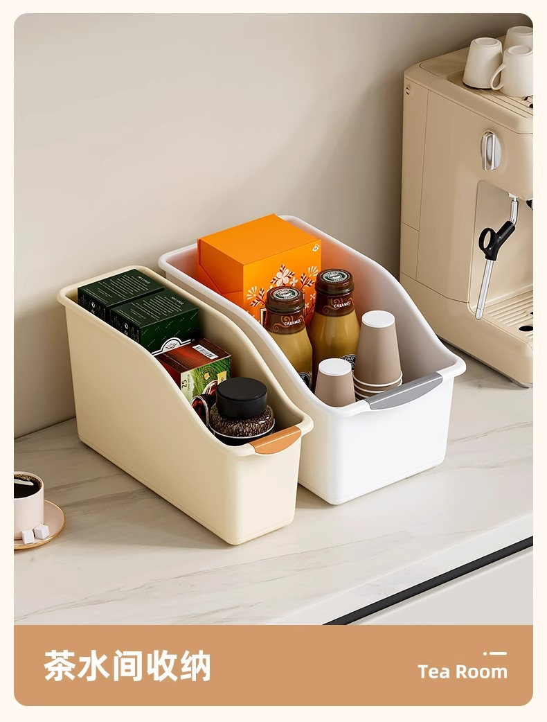 Rolling kitchen organizer storage box for countertop and under-sink