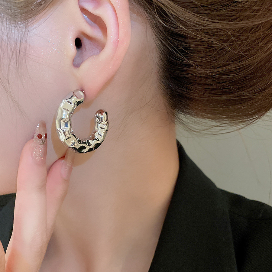 Silver Circle Earrings, Needle Post Studs