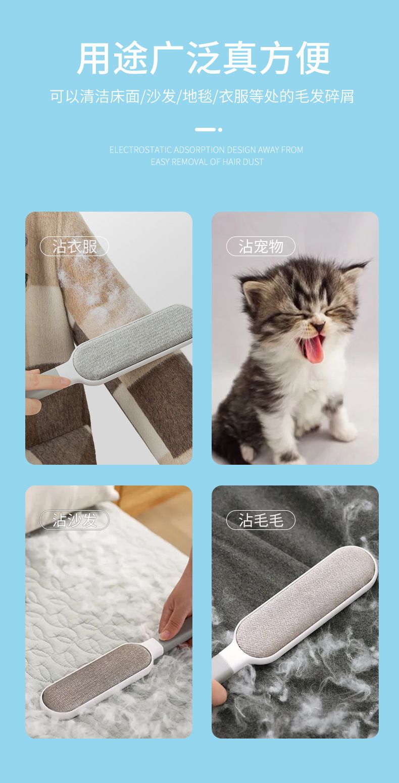 Double-sided large lint remover with anti-static brush