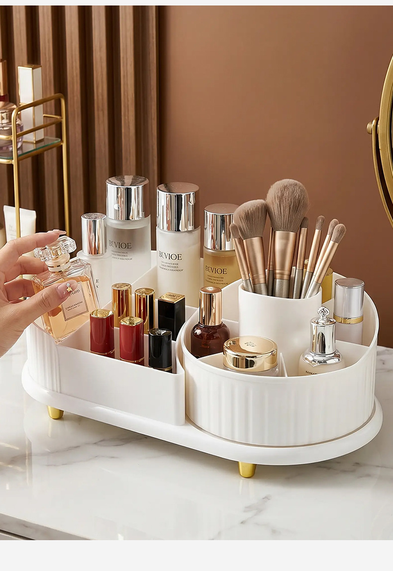Rotating cosmetic storage organizer