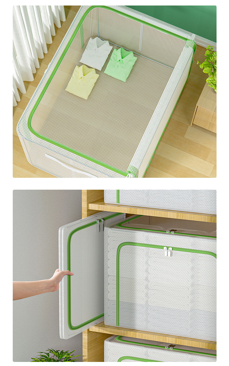 Foldable steel frame clothing storage box