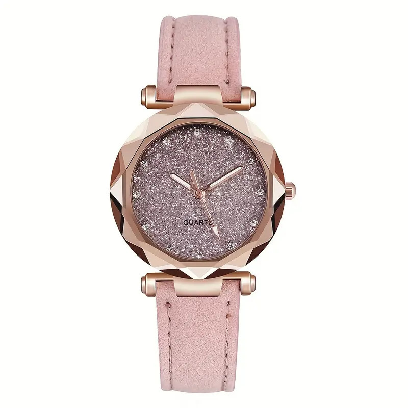 Damen-Quarzuhr mit Sternenhimmel-Design und Glitter