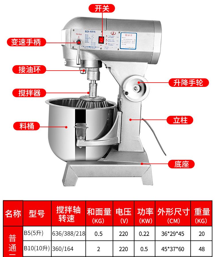 Lifeng B15B20 ticari hamur mikseri, 3 fonksiyonlu