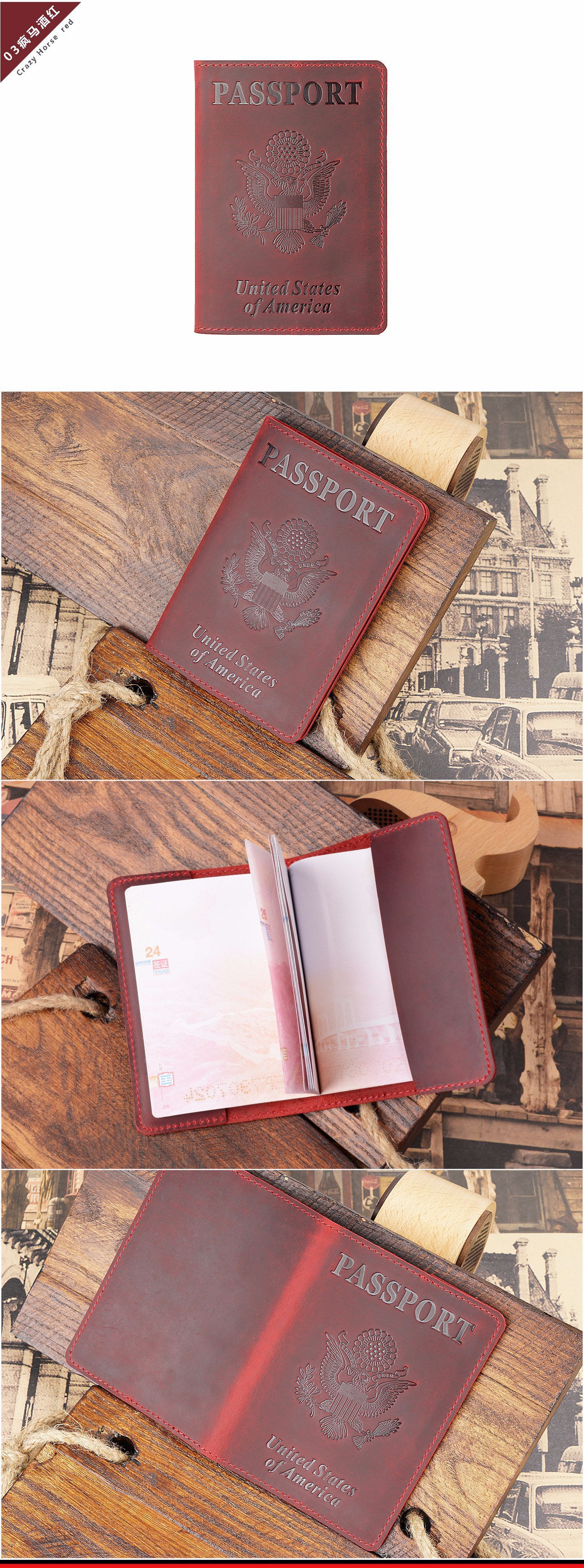 Reisepass-Etui echtes Rindsleder Vintage-Stil