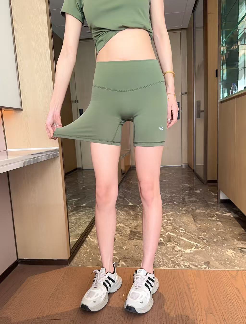 a\o同款夏季提臀高腰瑜伽裤运动健身轻薄紧身骑行裤弹力三分裤女
