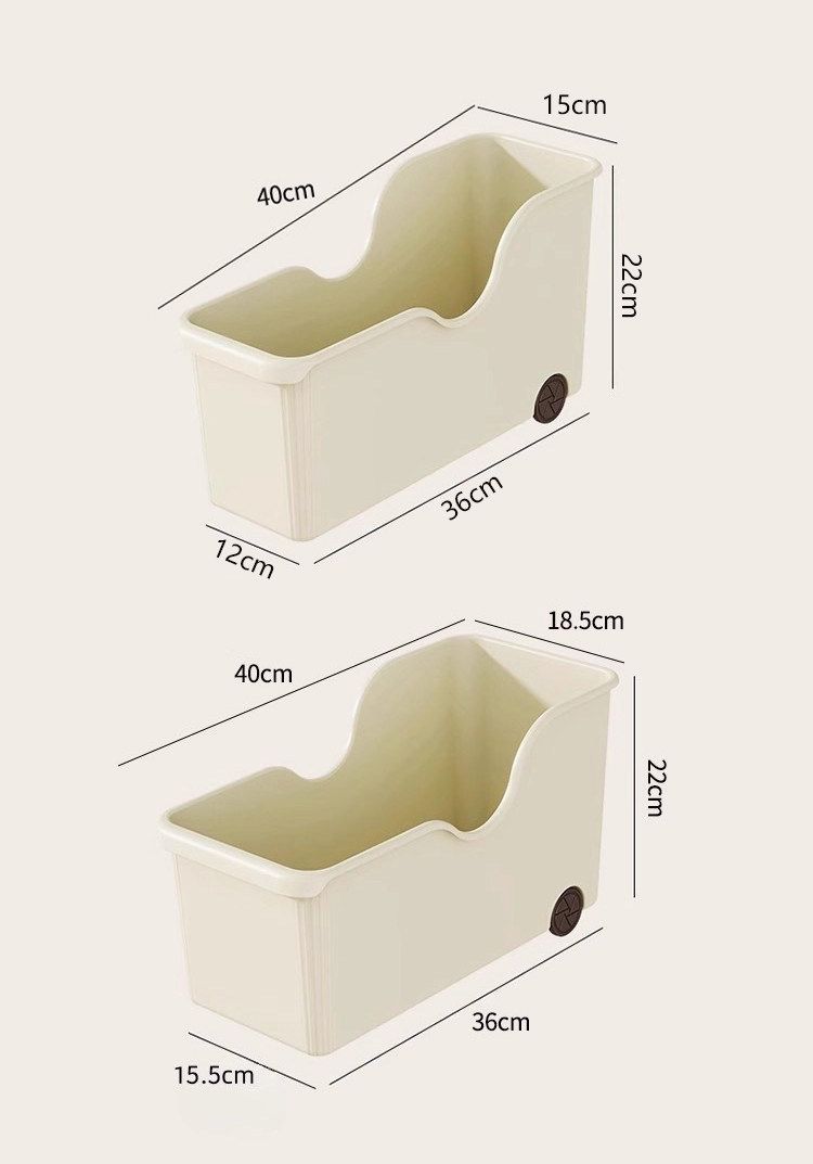 Kitchen storage box with wheels pot lid rack angled opening