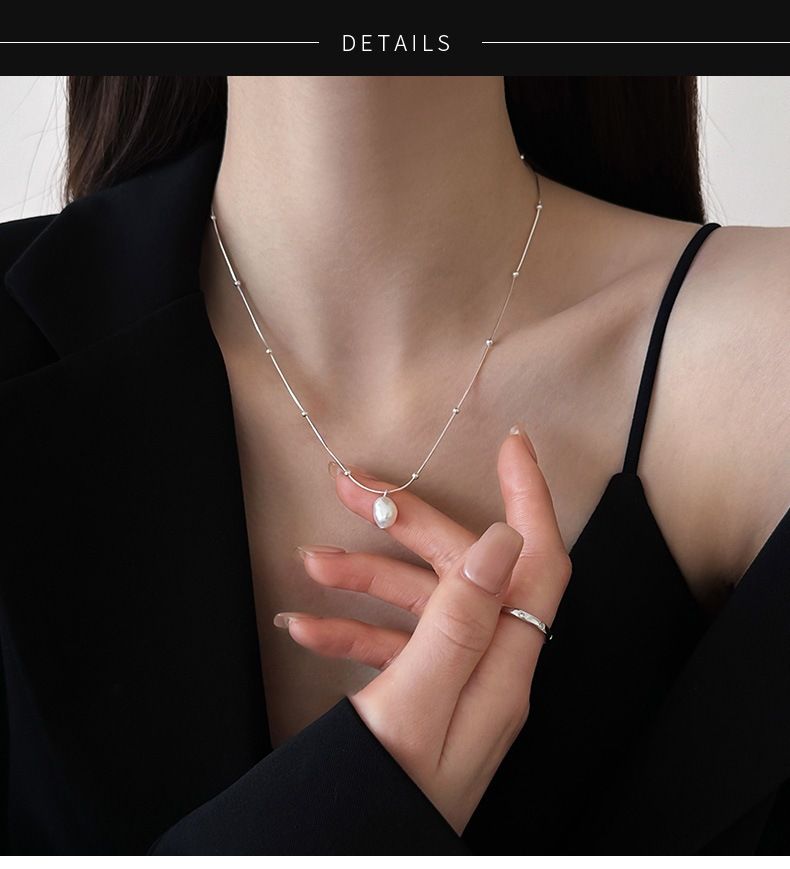 Freshwater pearl necklace, titanium steel, non-fading