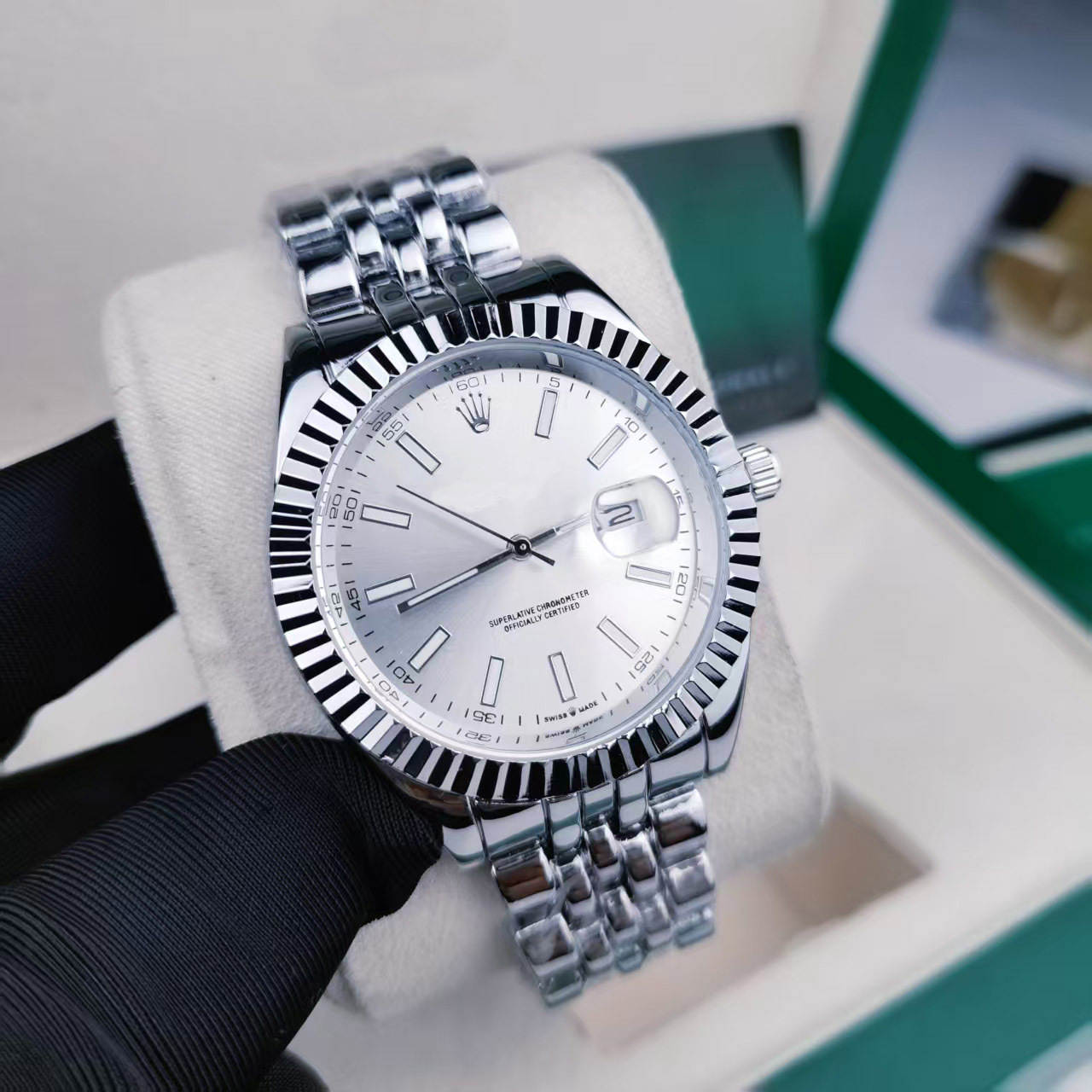 Erkek kuvars saat, 41mm, paslanmaz çelik, su geçirmez, aydınlık
