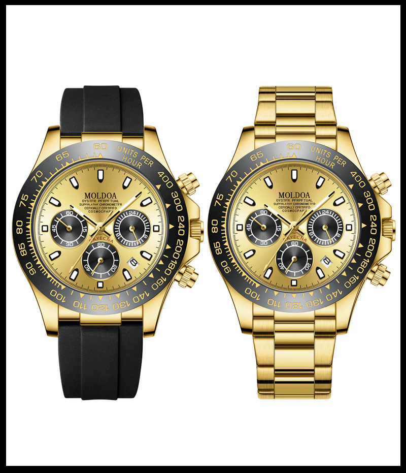Herrenarmbanduhr mit Kalender, transparentes Design, wasserdicht