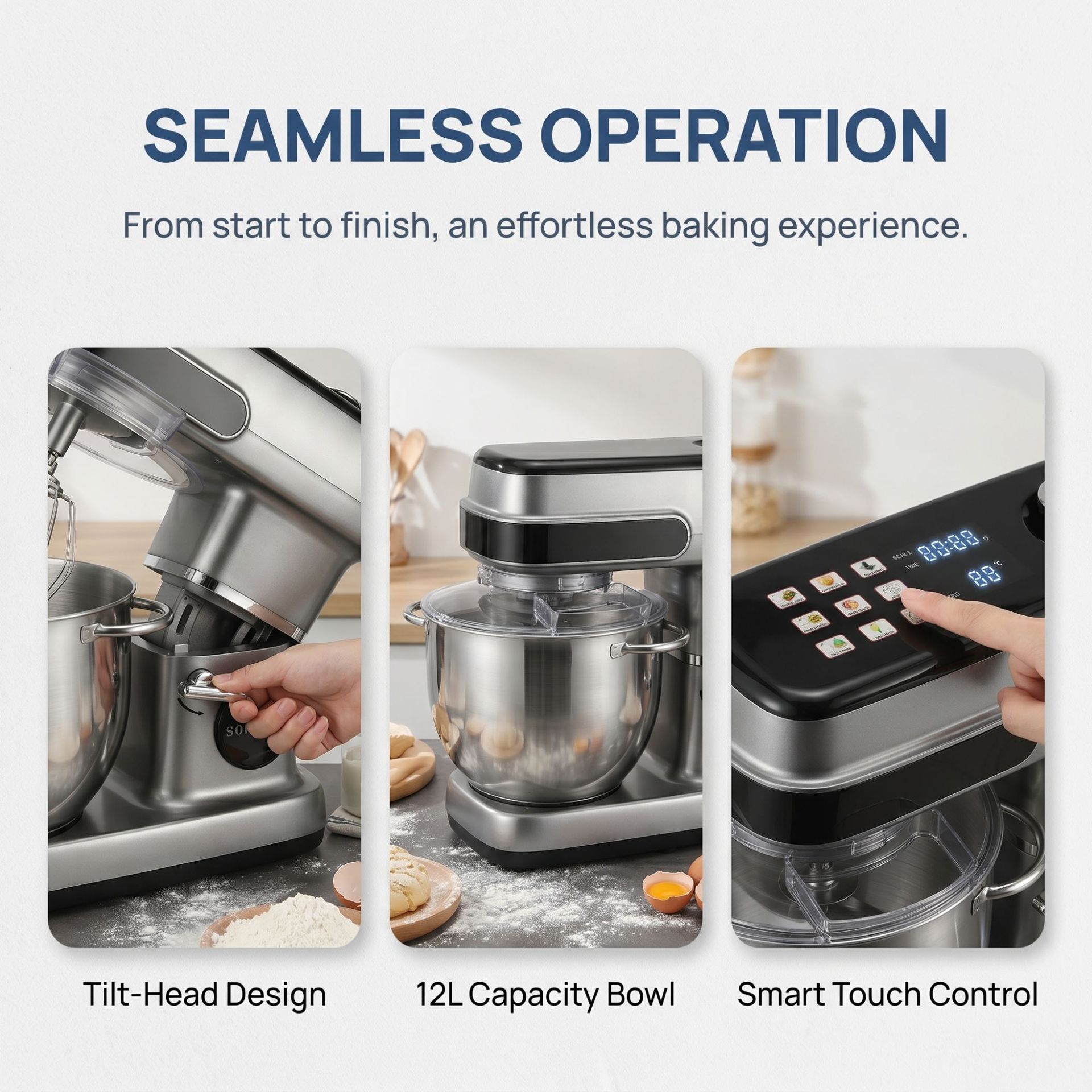 2200W electric stand mixer, 12L chef machine