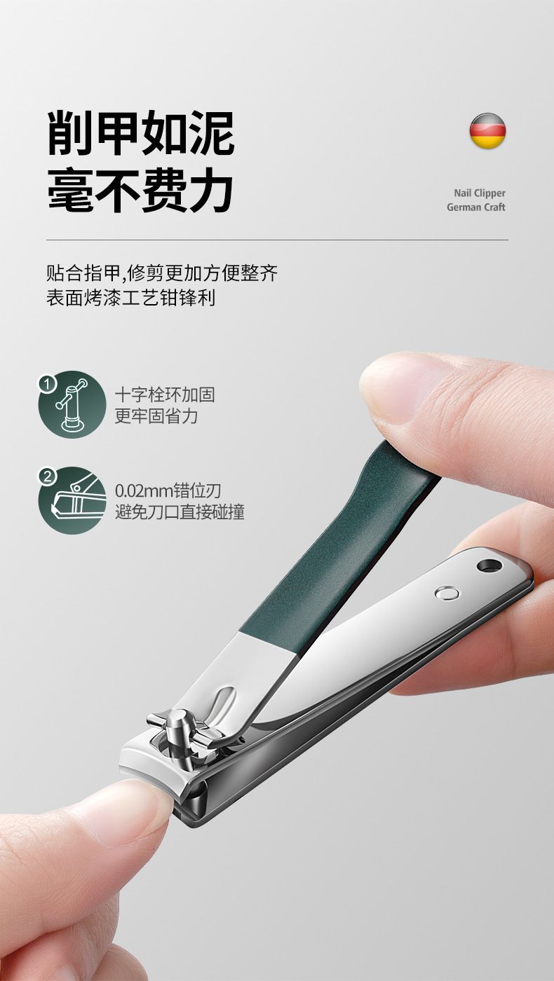 Gradient color nail clipper set, rotating, large and small size