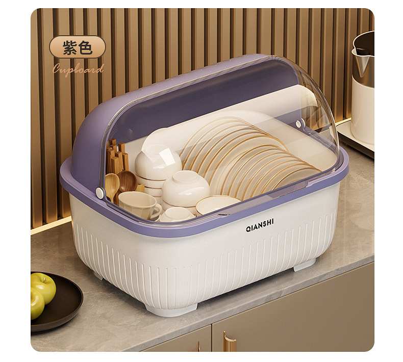 Kitchen cabinet with lid, dishware storage, dustproof