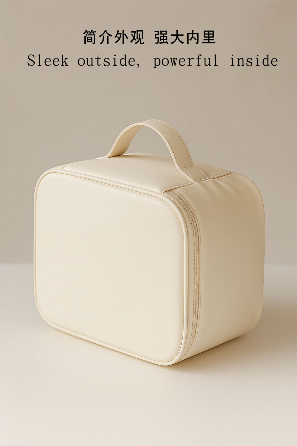 Makeup bag with mirror and LED light, portable organizer