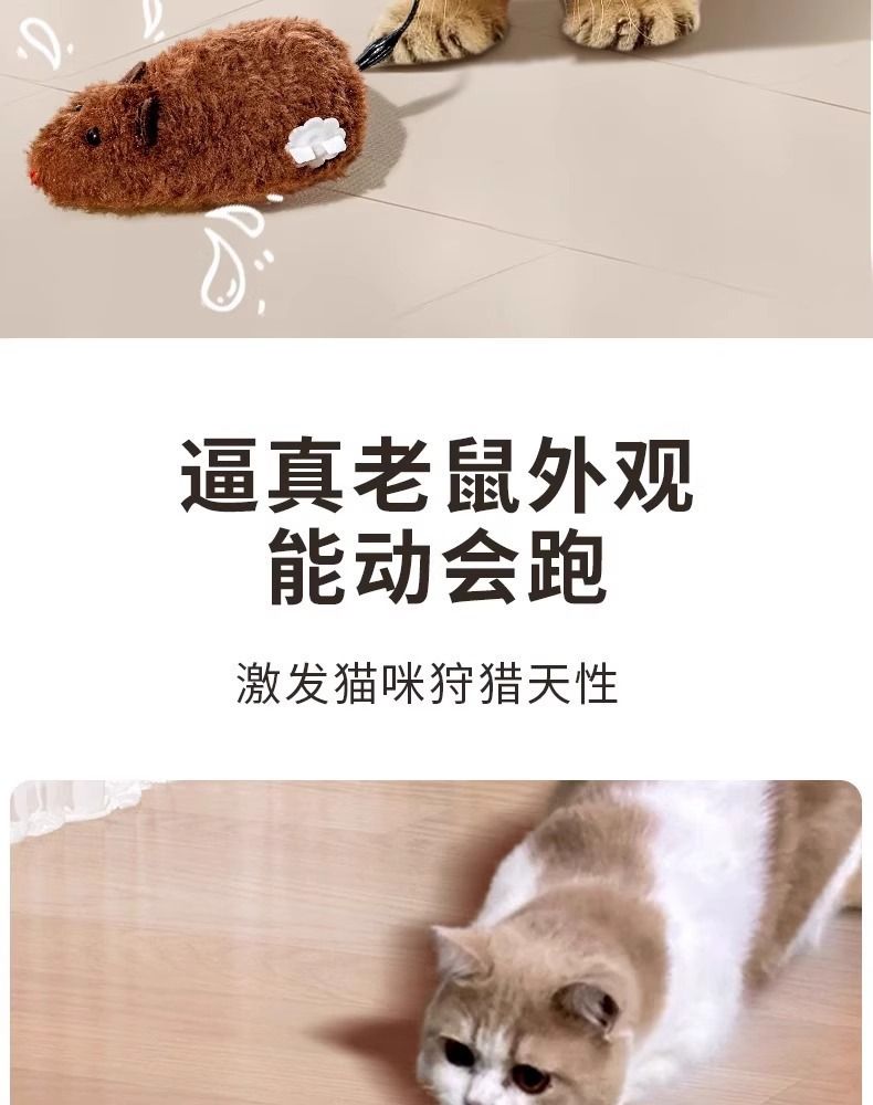 猫咪玩具电动小老鼠自嗨解闷斗逗猫棒仿真猫用品大全消耗体力好物