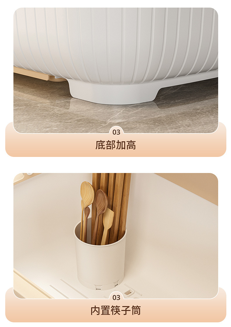 Kitchen cabinet with lid, dishware storage, dustproof
