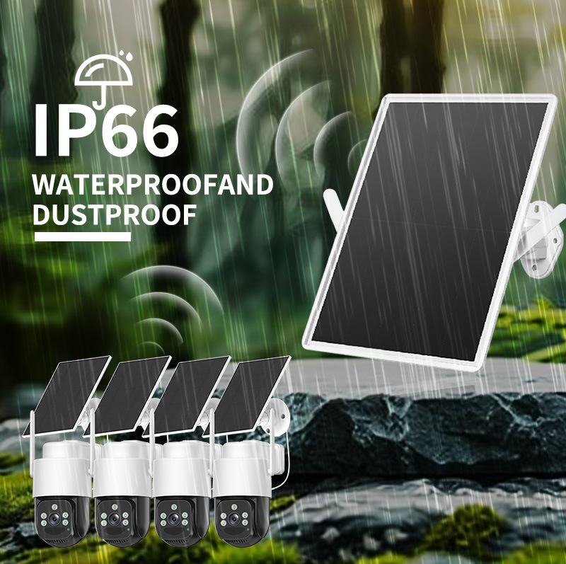 Solar-powered outdoor wireless surveillance kit, 4MP night vision