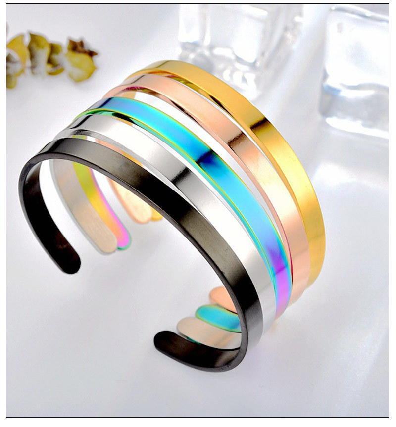 Titanium steel bracelet, C-shaped, can be engraved