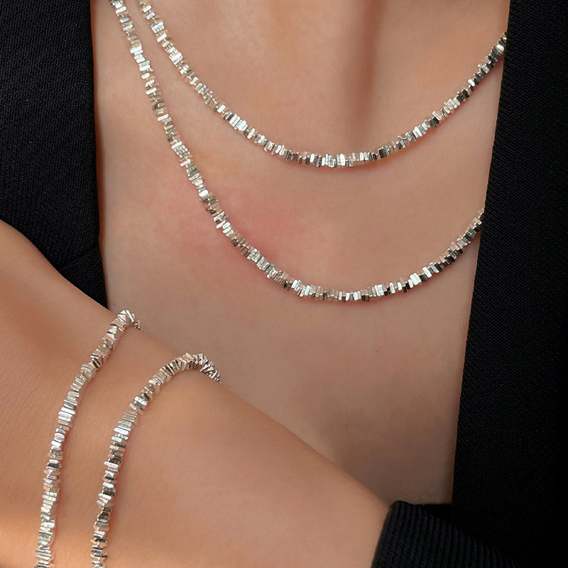 S925 Silber mehrschichtige Halskette französischer Stil Kettenglieder