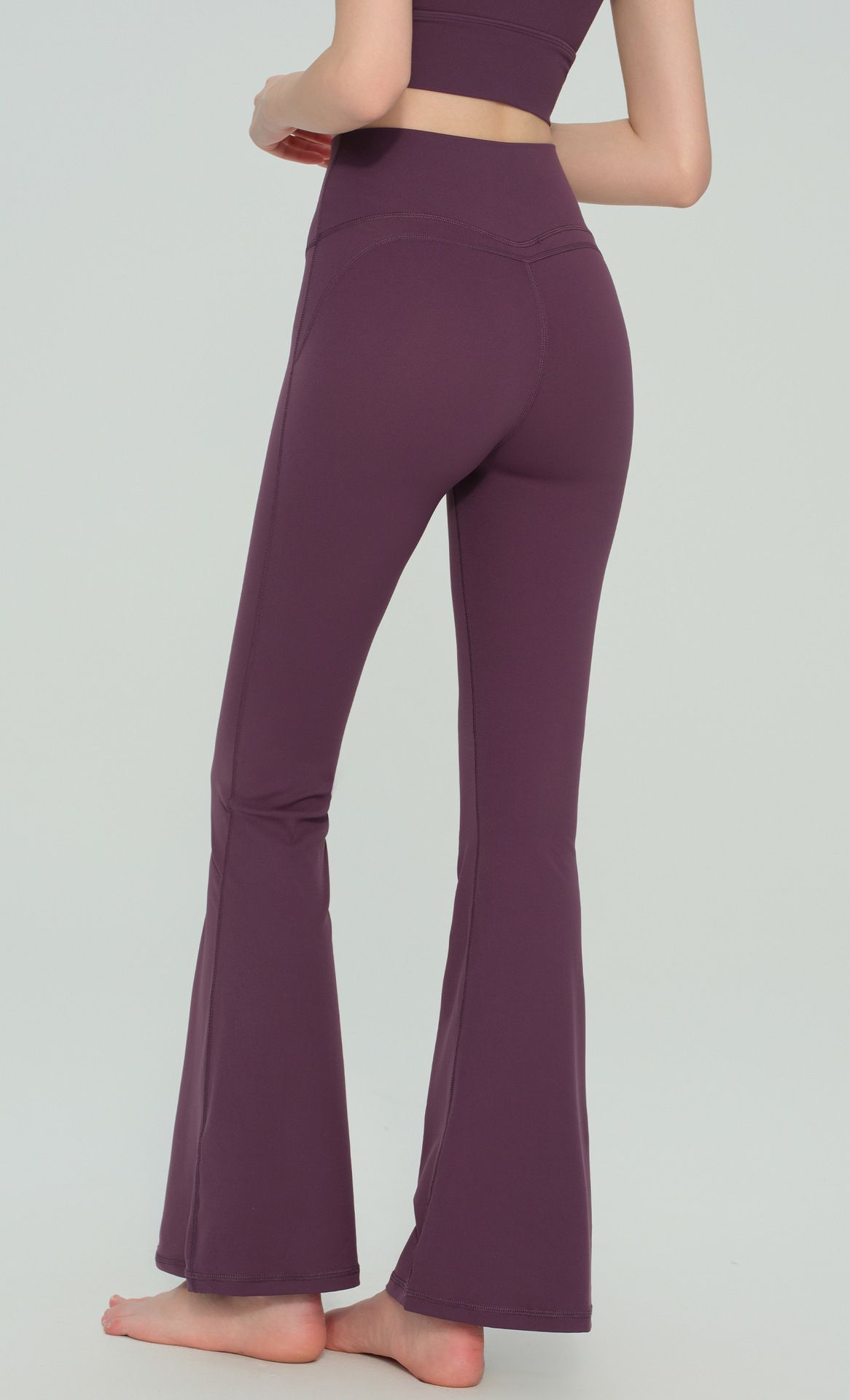 Micro flare yoga pantolonu, yüksek bel, ince görünümlü